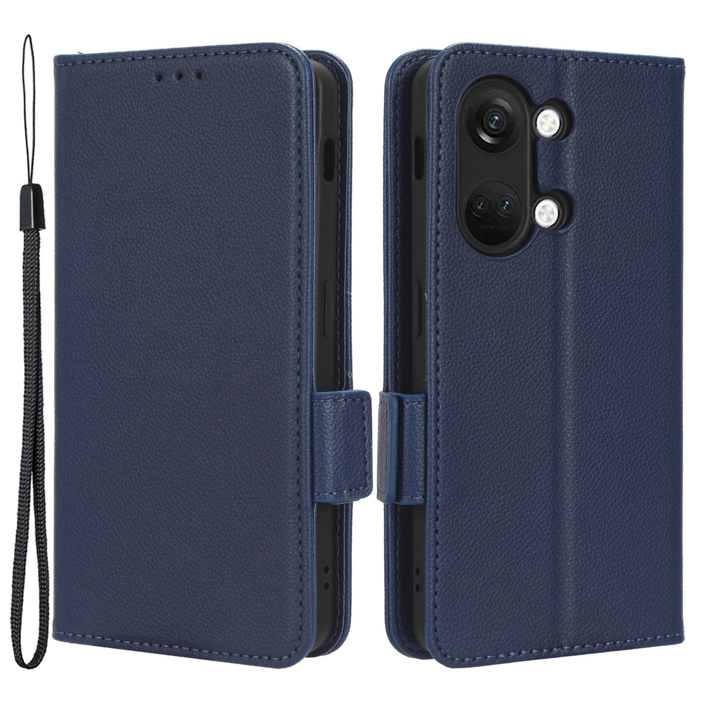 PU Leather Case for OnePlus Nord 3 5G / Ace 2V Litchi Texture Folio Flip Wallet Stand Phone Cover