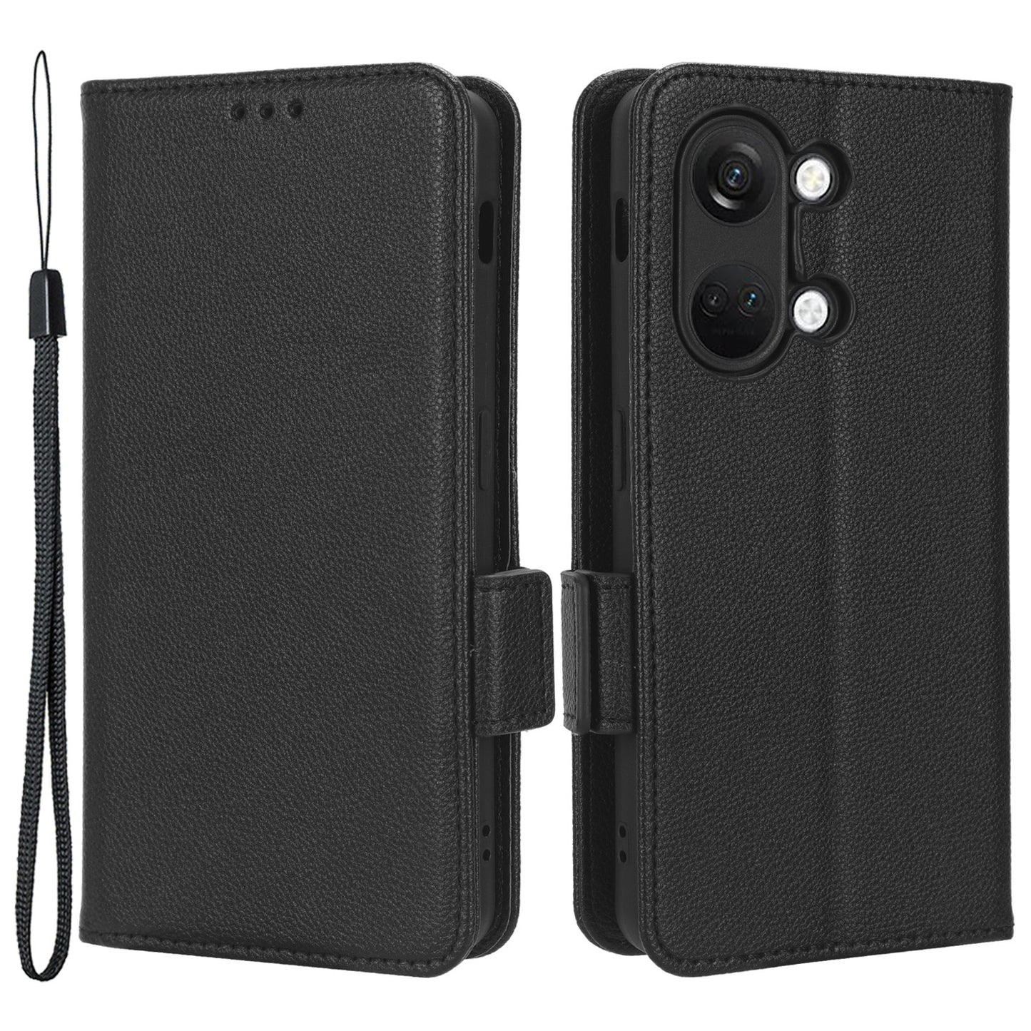 PU Leather Case for OnePlus Nord 3 5G / Ace 2V Litchi Texture Folio Flip Wallet Stand Phone Cover
