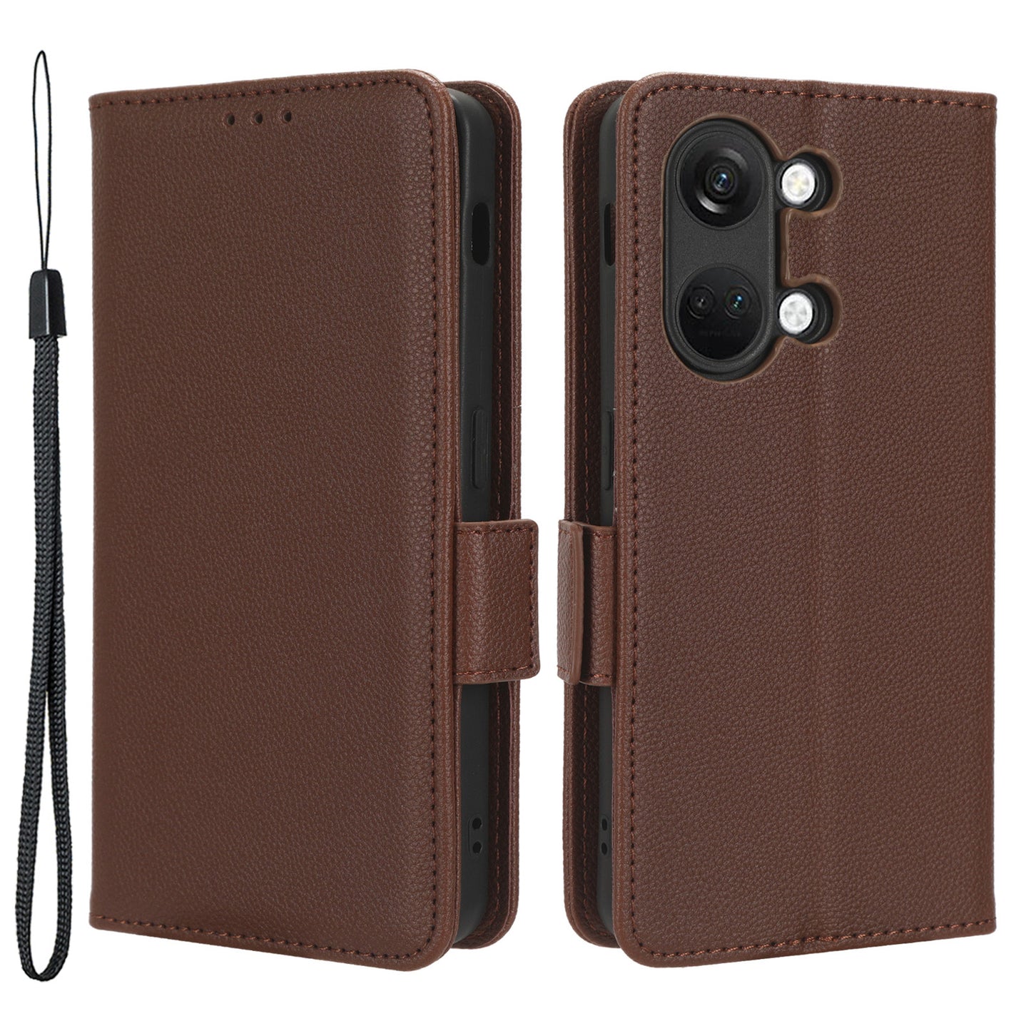 PU Leather Case for OnePlus Nord 3 5G / Ace 2V Litchi Texture Folio Flip Wallet Stand Phone Cover