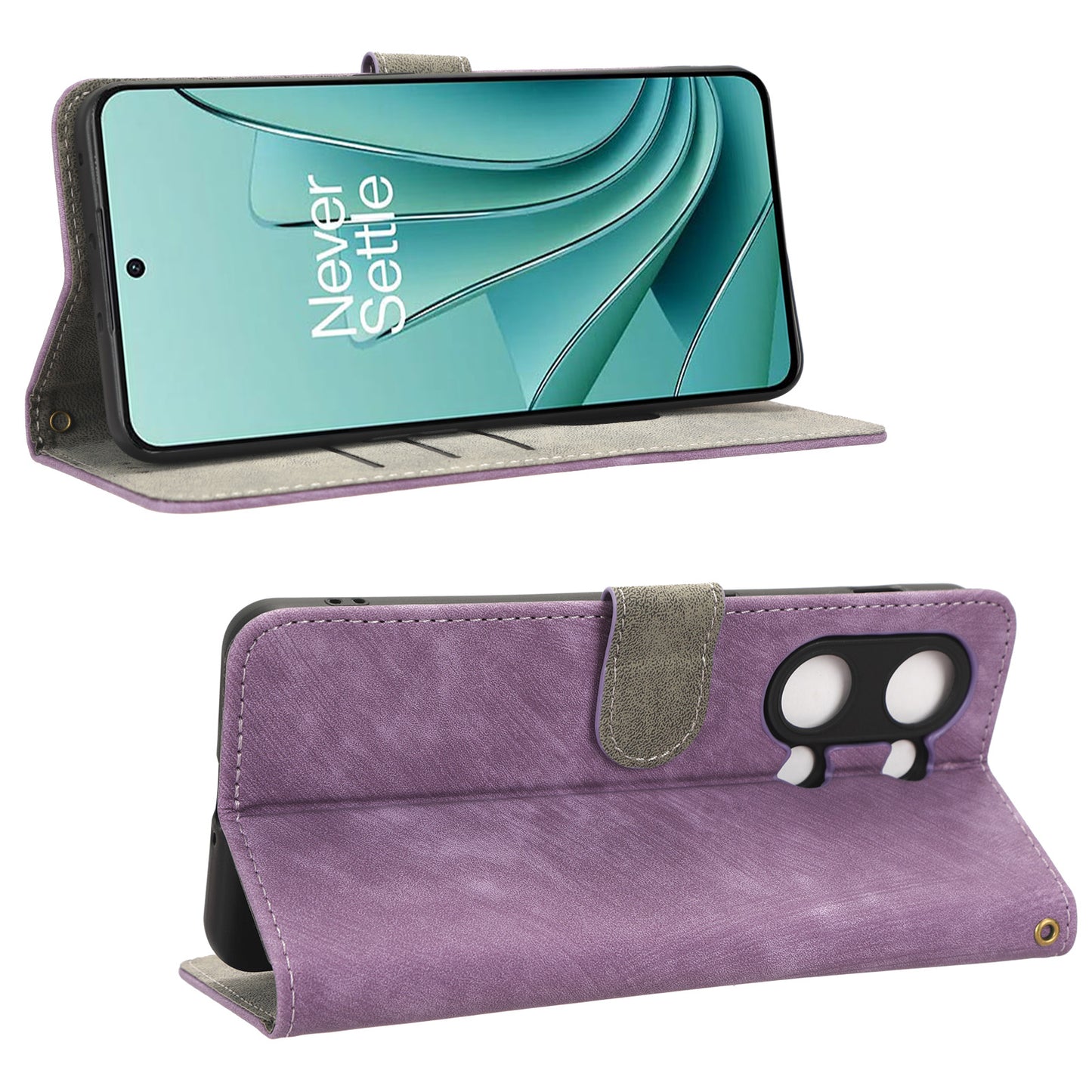 For OnePlus Nord 3 5G / Ace 2V Cell Phone Stand Case PU Leather RFID Blocking Wallet Cover with Strap