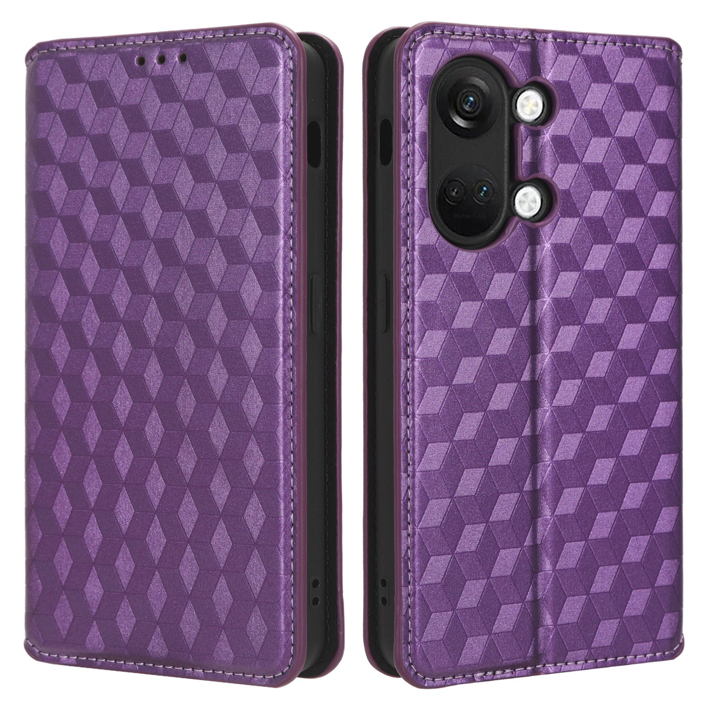 For OnePlus Nord 3 5G / Ace 2V Imprinted Rhombus Pattern PU Leather Phone Cover Stand Phone Wallet Case