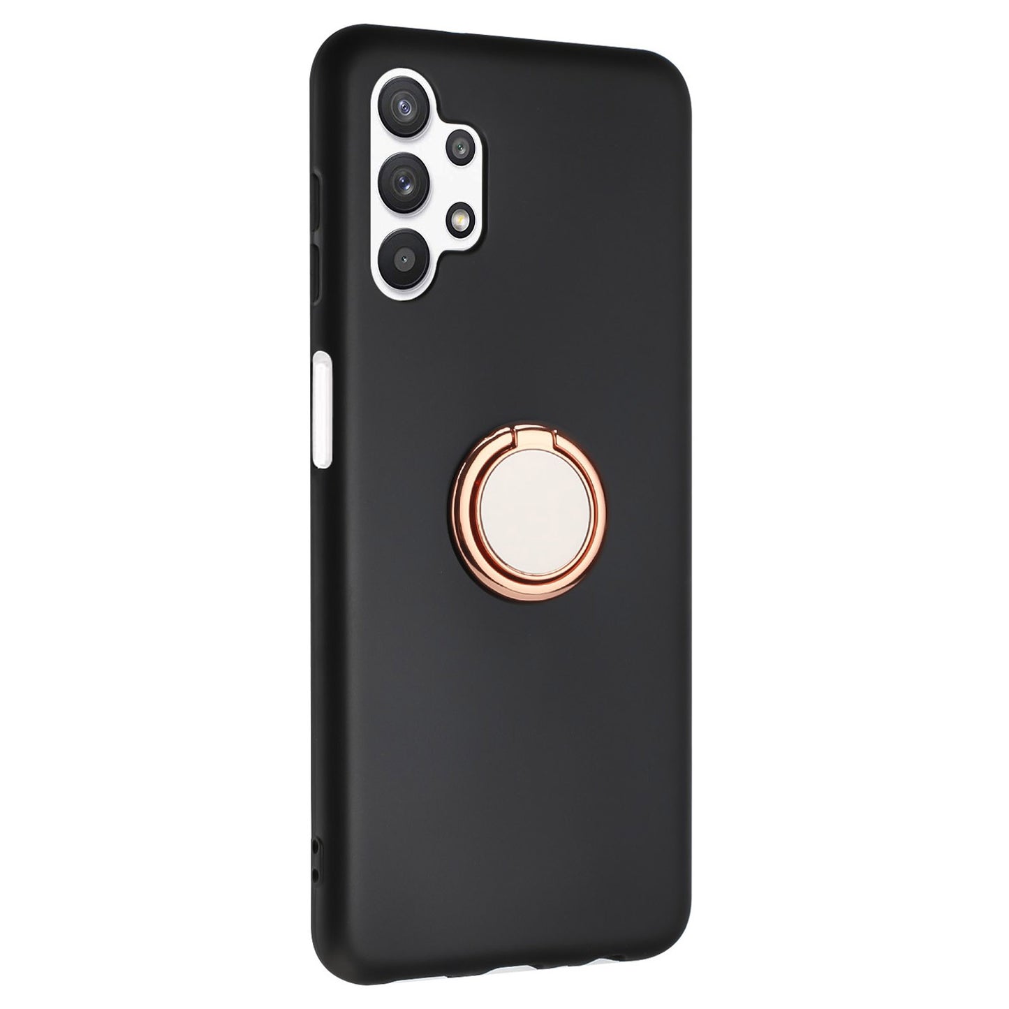 For Samsung Galaxy A32 5G / M32 5G Mirror-like Ring Kickstand Fingerprint Free TPU Case Matte Phone Cover