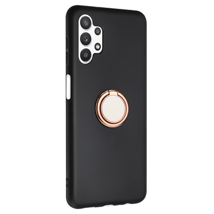 For Samsung Galaxy A32 5G / M32 5G Mirror-like Ring Kickstand Fingerprint Free TPU Case Matte Phone Cover