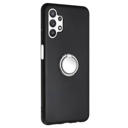 Matte Phone Cover for Samsung Galaxy A32 4G (EU Version) Drop-proof Mirror-like Ring Kickstand TPU Case