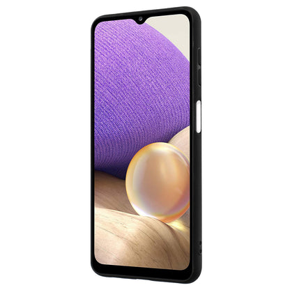 Matte Phone Cover for Samsung Galaxy A32 4G (EU Version) Drop-proof Mirror-like Ring Kickstand TPU Case