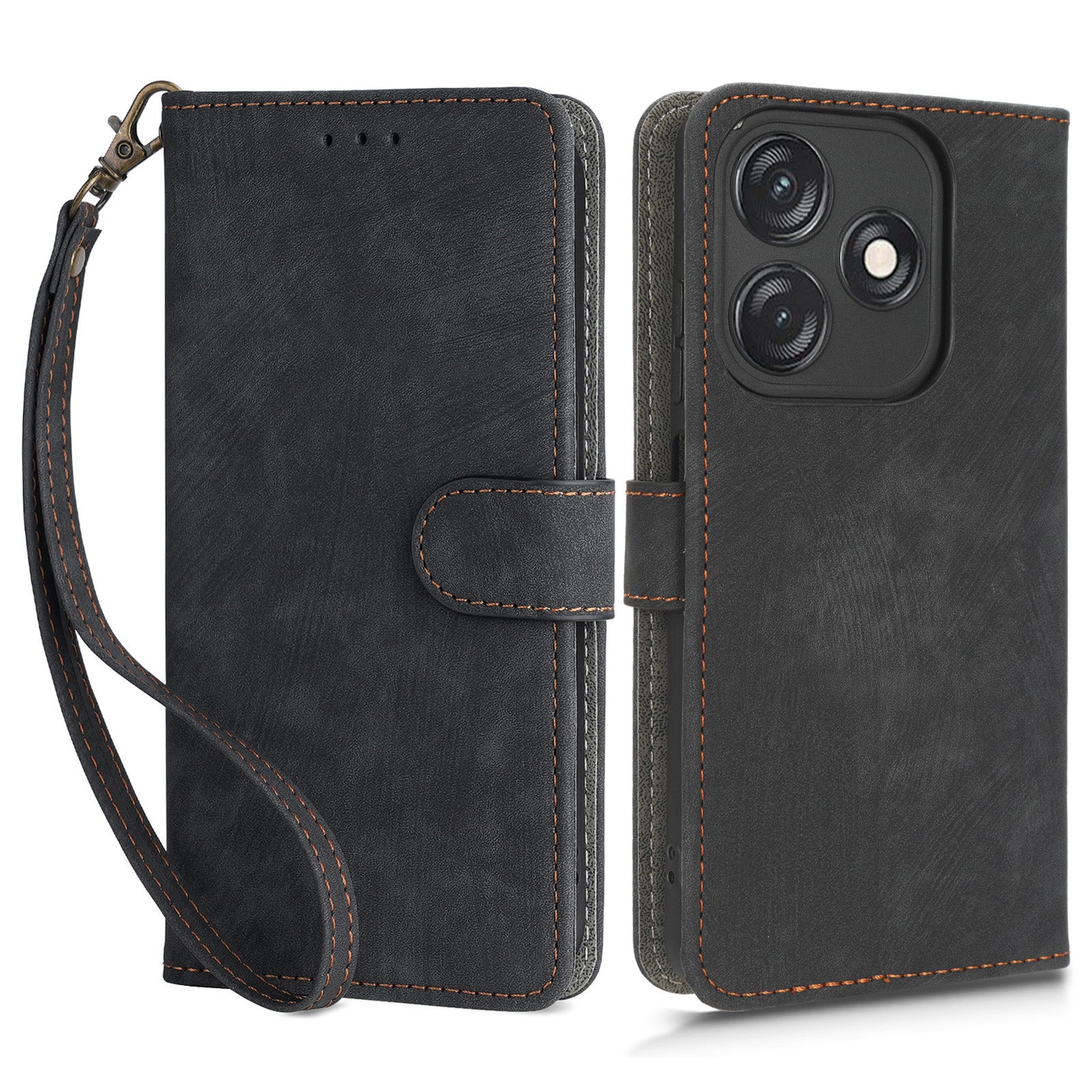 For Tecno Spark 10C RFID Blocking Wallet Cover Phone Stand Case PU Leather Shell with Strap