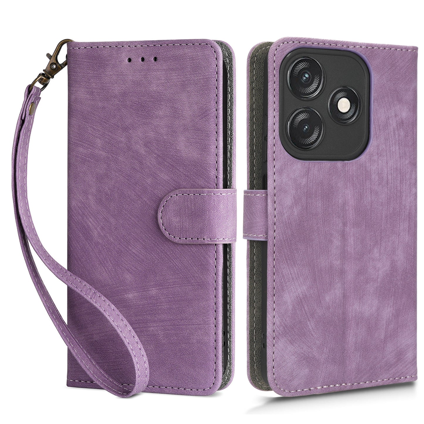 For Tecno Spark 10C RFID Blocking Wallet Cover Phone Stand Case PU Leather Shell with Strap