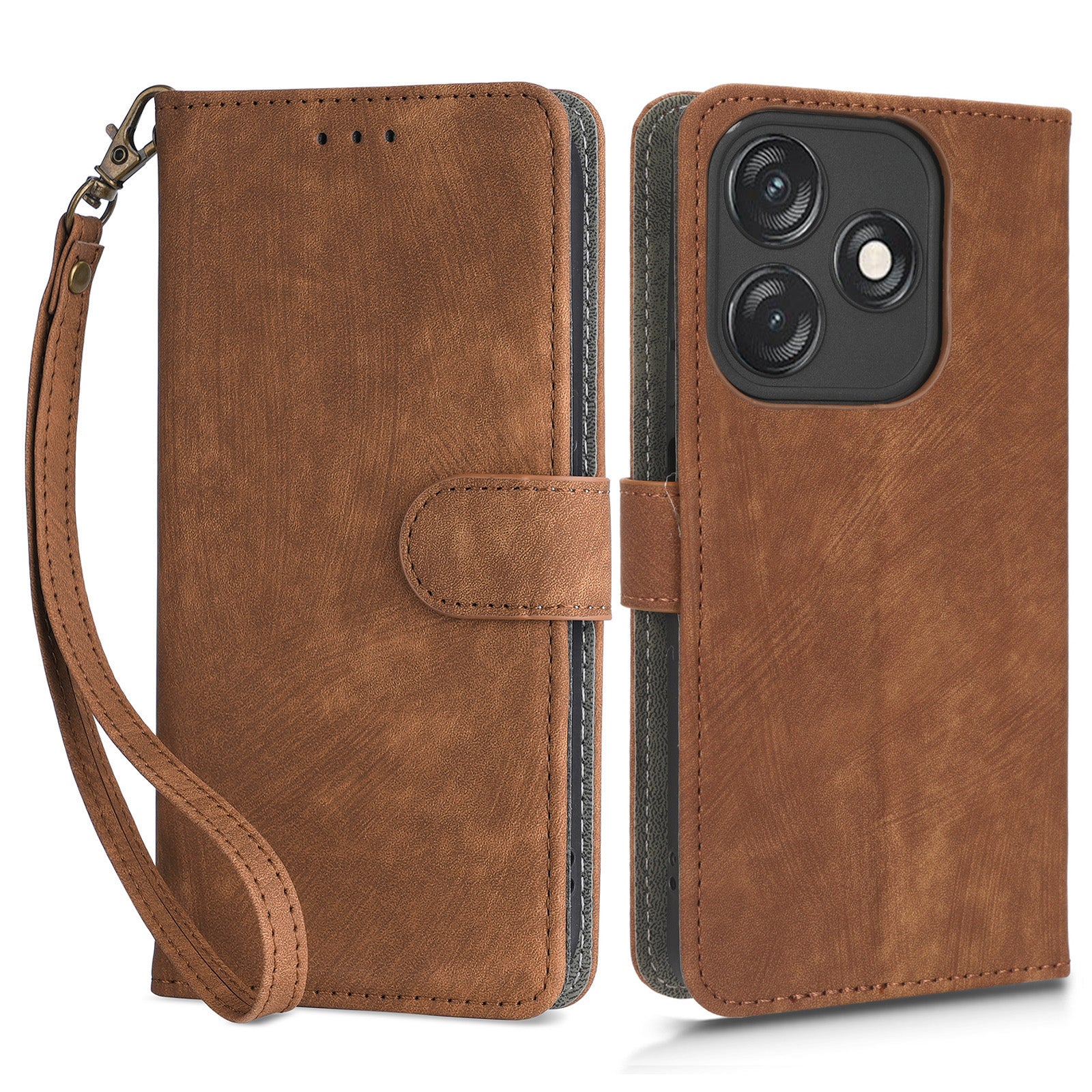 For Tecno Spark 10C RFID Blocking Wallet Cover Phone Stand Case PU Leather Shell with Strap