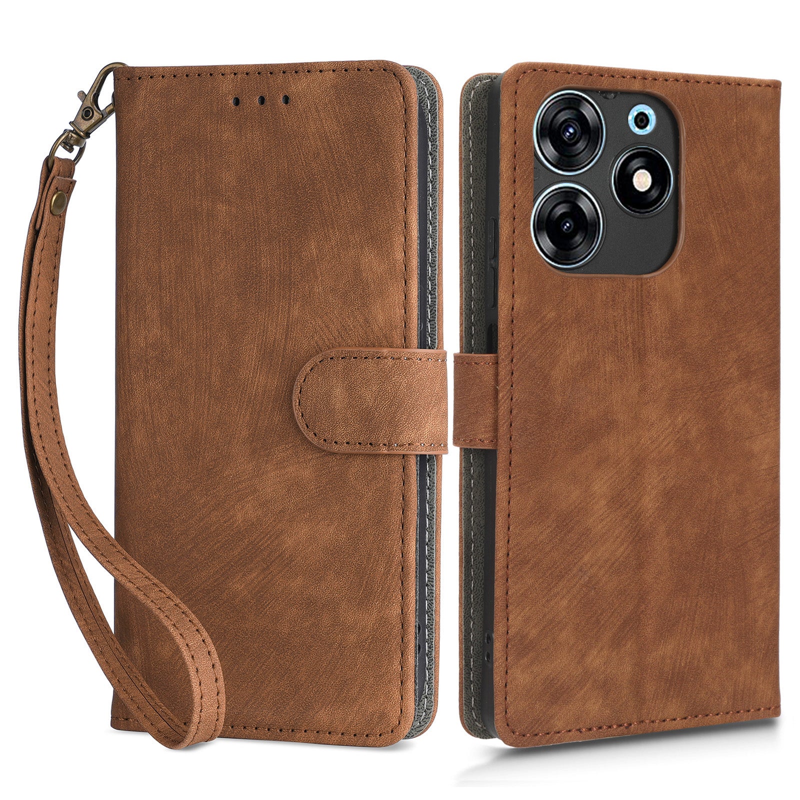 For Tecno Spark 10 Pro KI7 Mobile Phone Cover Stand Case PU Leather RFID Blocking Wallet with Strap