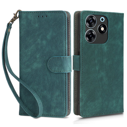 For Tecno Spark 10 Pro KI7 Mobile Phone Cover Stand Case PU Leather RFID Blocking Wallet with Strap