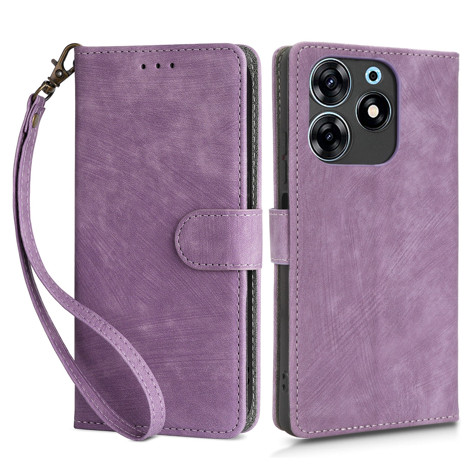 For Tecno Spark 10 Pro KI7 Mobile Phone Cover Stand Case PU Leather RFID Blocking Wallet with Strap