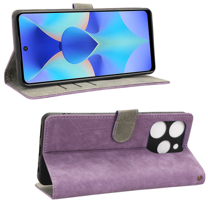 For Tecno Spark 10 Pro KI7 Mobile Phone Cover Stand Case PU Leather RFID Blocking Wallet with Strap