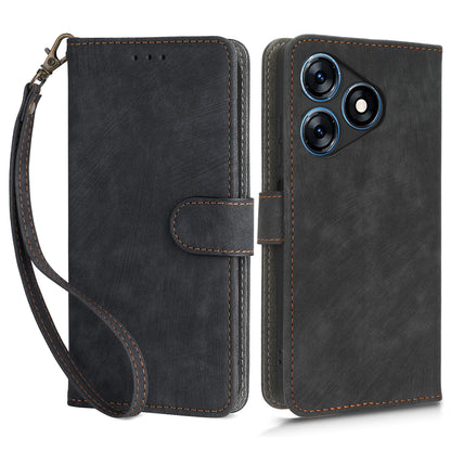 RFID Blocking Wallet Cover for Tecno Spark 10 , Phone Stand Anti-Scratch PU Leather Cell Phone Case with Strap