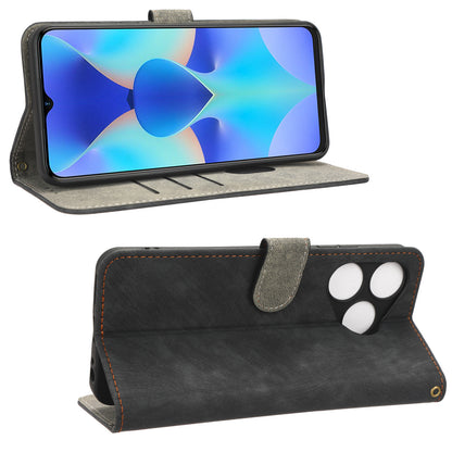 RFID Blocking Wallet Cover for Tecno Spark 10 , Phone Stand Anti-Scratch PU Leather Cell Phone Case with Strap