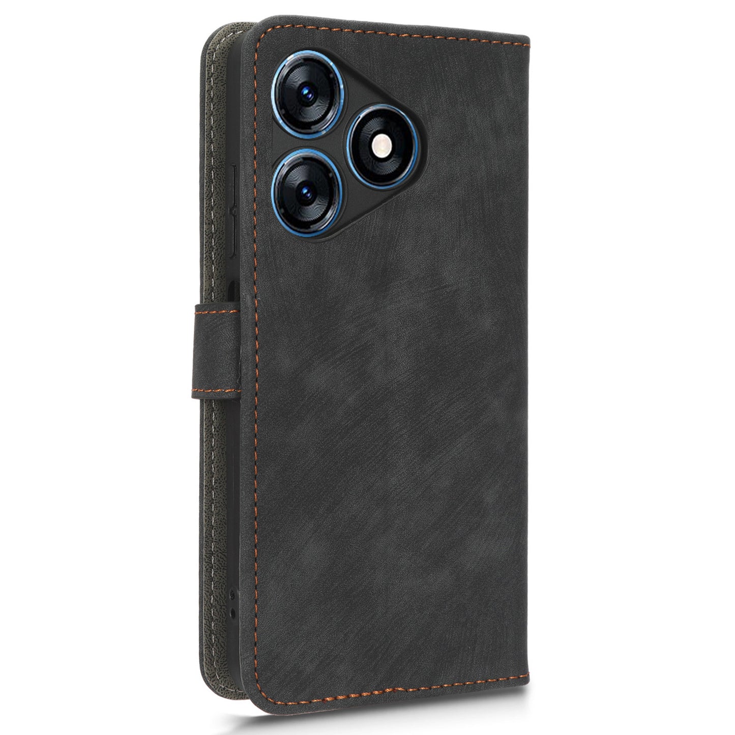 RFID Blocking Wallet Cover for Tecno Spark 10 , Phone Stand Anti-Scratch PU Leather Cell Phone Case with Strap