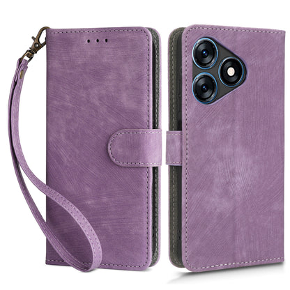 RFID Blocking Wallet Cover for Tecno Spark 10 , Phone Stand Anti-Scratch PU Leather Cell Phone Case with Strap