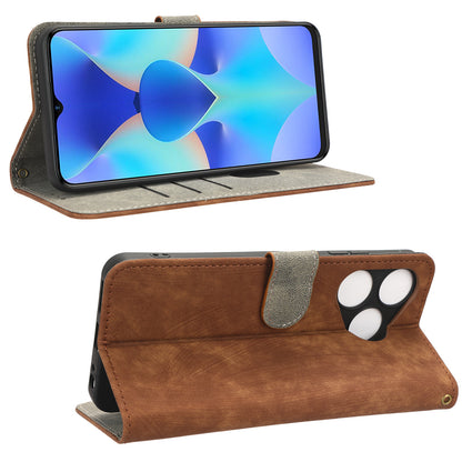 RFID Blocking Wallet Cover for Tecno Spark 10 , Phone Stand Anti-Scratch PU Leather Cell Phone Case with Strap