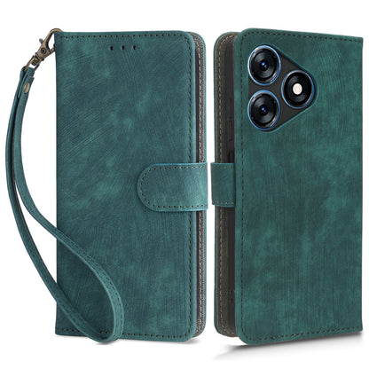 RFID Blocking Wallet Cover for Tecno Spark 10 , Phone Stand Anti-Scratch PU Leather Cell Phone Case with Strap