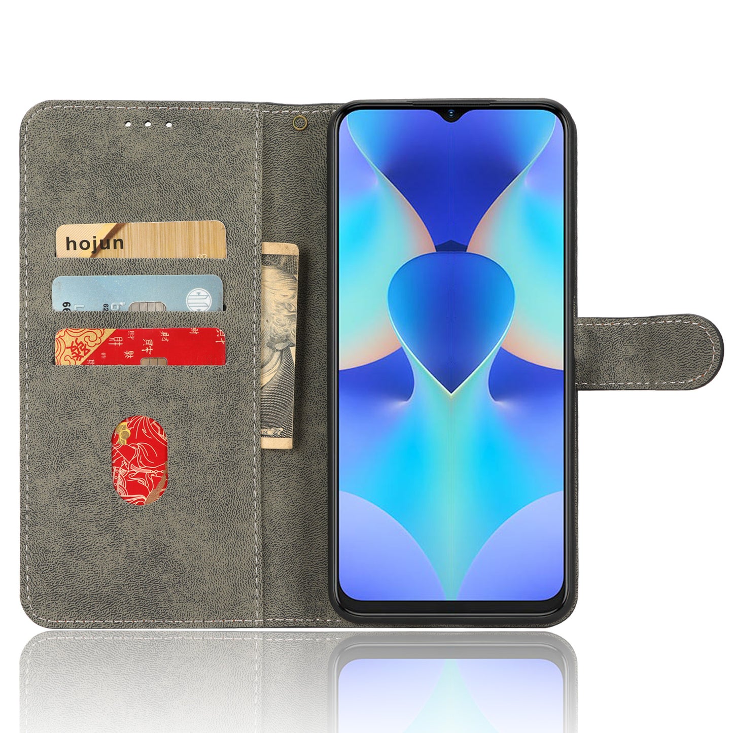 RFID Blocking Wallet Cover for Tecno Spark 10 , Phone Stand Anti-Scratch PU Leather Cell Phone Case with Strap