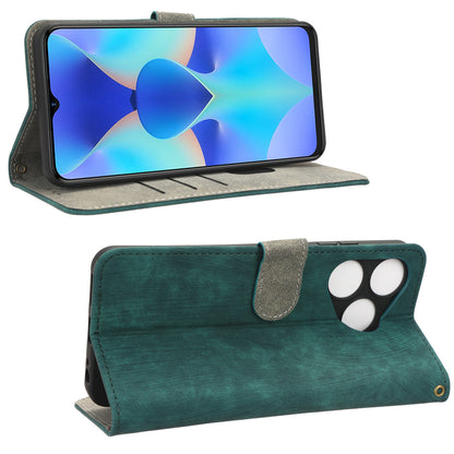 RFID Blocking Wallet Cover for Tecno Spark 10 , Phone Stand Anti-Scratch PU Leather Cell Phone Case with Strap