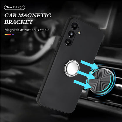 Protective Shell for Samsung Galaxy A34 5G , Mirror-like Ring Kickstand Case Matte TPU Phone Cover
