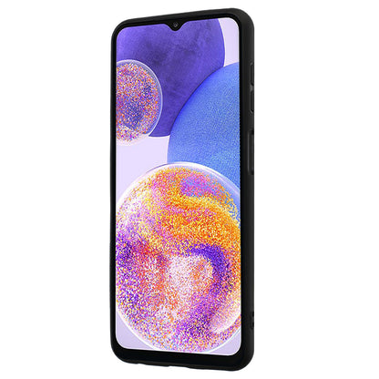 For Samsung Galaxy A73 5G Mirror-like Ring Kickstand TPU Case Matte Phone Anti-drop Cover