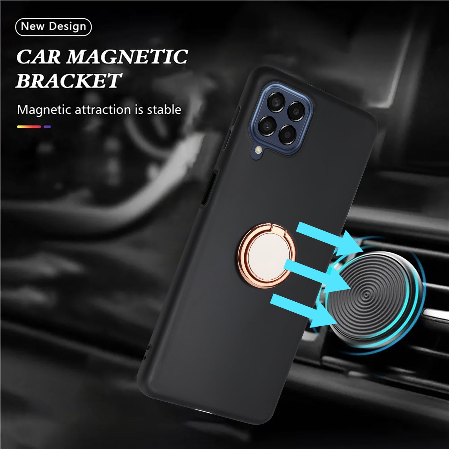Matte Phone Case for Samsung Galaxy A12 / M12 Fall-proof TPU Back Cover with Ring Kickstand