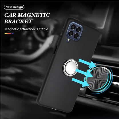 Matte Phone Case for Samsung Galaxy A12 / M12 Fall-proof TPU Back Cover with Ring Kickstand