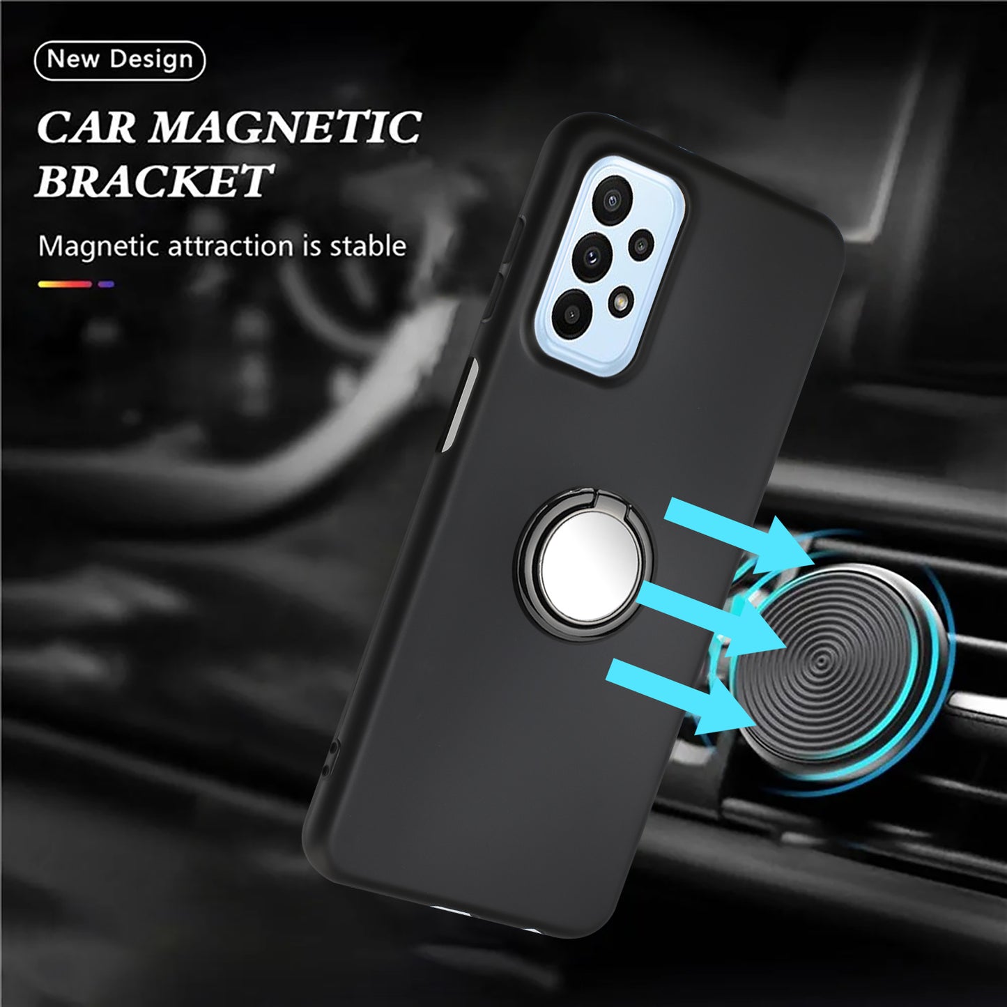 For Samsung Galaxy A23 4G / A23 5G (Global Version) / M23 5G / F23 5G / M13 4G Anti-drop Matte TPU Phone Case with Ring Kickstand