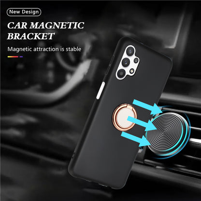 For Samsung Galaxy A13 4G / 5G / A04s 4G (164.7 x 76.7 x 9.1 mm) / A04 4G (164.4 x 76.3 x 9.1 mm) / M13 5G Phone Back Matte TPU Cover with Ring Kickstand
