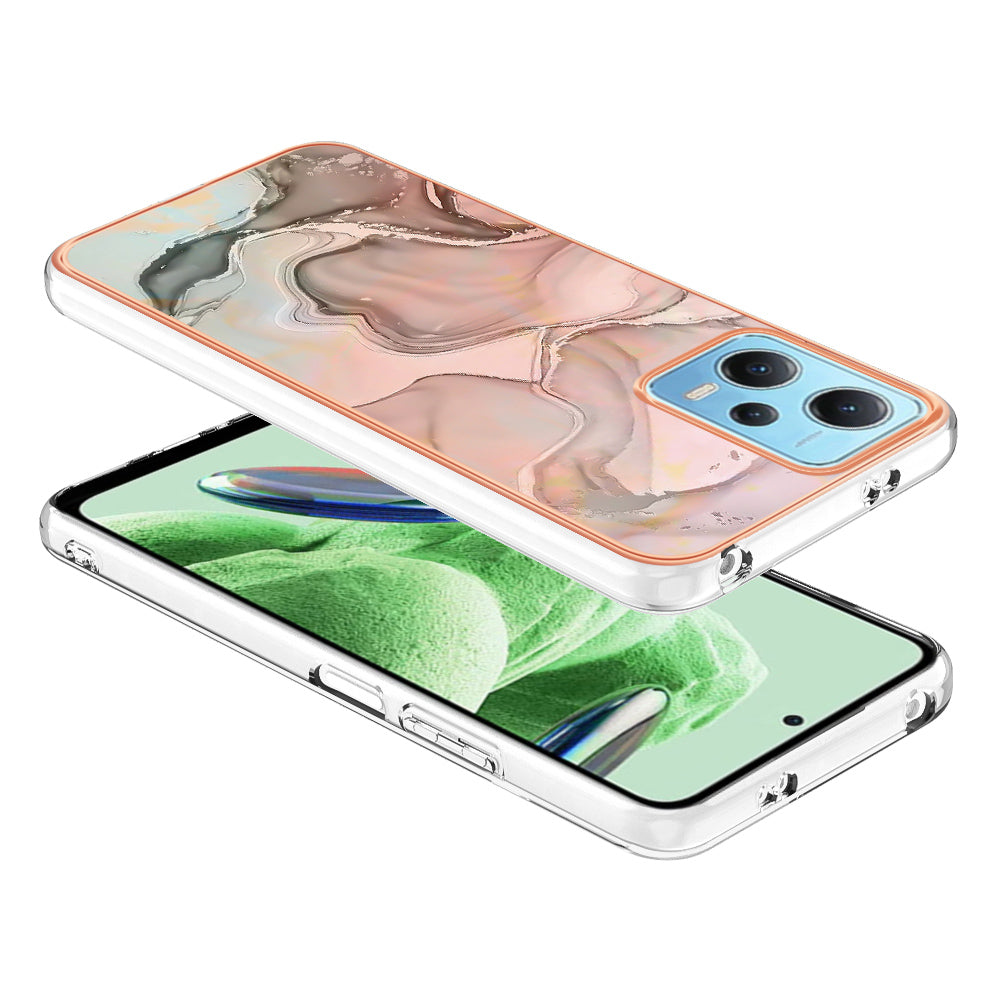 For Xiaomi Redmi Note 12 5G (China) / (India) / (Global) / Poco X5 5G YB IMD Series-16 Style E Phone Case 2.0mm Electroplating IMD Marble Pattern TPU Cover