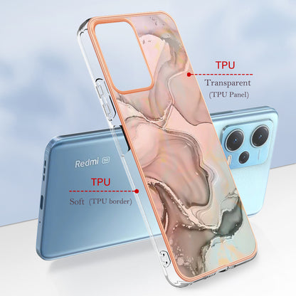 For Xiaomi Redmi Note 12 5G (China) / (India) / (Global) / Poco X5 5G YB IMD Series-16 Style E Phone Case 2.0mm Electroplating IMD Marble Pattern TPU Cover