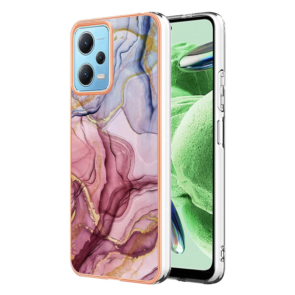 For Xiaomi Redmi Note 12 5G (China) / (India) / (Global) / Poco X5 5G YB IMD Series-16 Style E Phone Case 2.0mm Electroplating IMD Marble Pattern TPU Cover