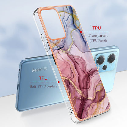 For Xiaomi Redmi Note 12 5G (China) / (India) / (Global) / Poco X5 5G YB IMD Series-16 Style E Phone Case 2.0mm Electroplating IMD Marble Pattern TPU Cover