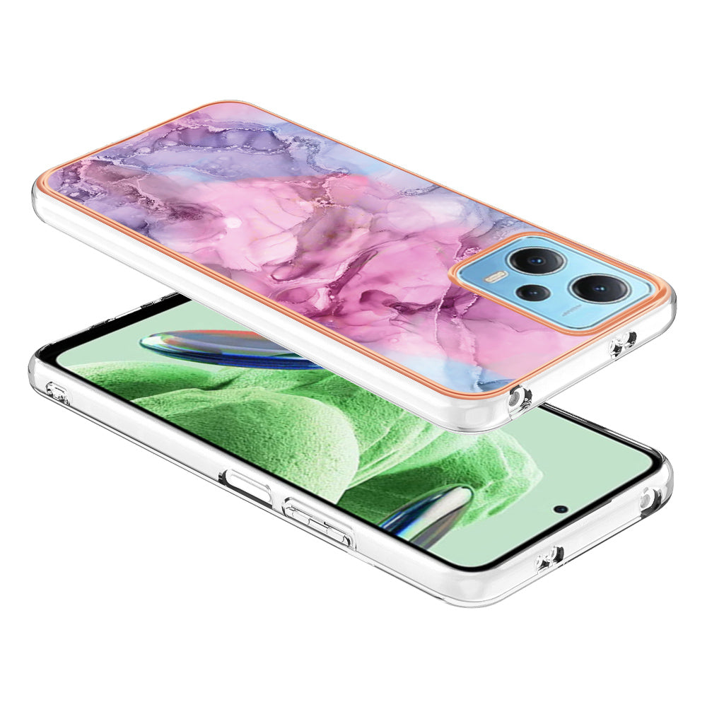 For Xiaomi Redmi Note 12 5G (China) / (India) / (Global) / Poco X5 5G YB IMD Series-16 Style E Phone Case 2.0mm Electroplating IMD Marble Pattern TPU Cover