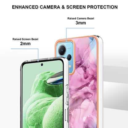 For Xiaomi Redmi Note 12 5G (China) / (India) / (Global) / Poco X5 5G YB IMD Series-16 Style E Phone Case 2.0mm Electroplating IMD Marble Pattern TPU Cover