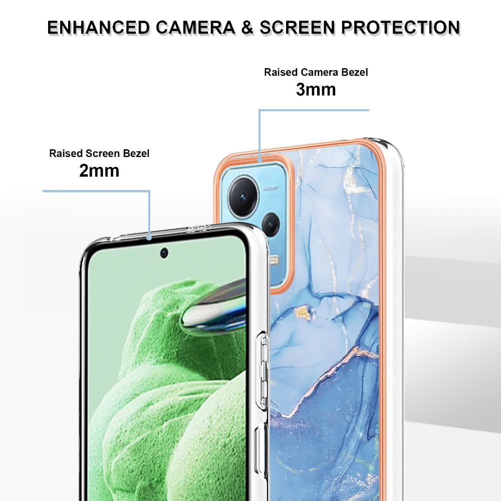 For Xiaomi Redmi Note 12 5G (China) / (India) / (Global) / Poco X5 5G YB IMD Series-16 Style E Phone Case 2.0mm Electroplating IMD Marble Pattern TPU Cover