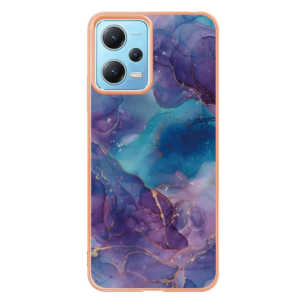 For Xiaomi Redmi Note 12 5G (China) / (India) / (Global) / Poco X5 5G YB IMD Series-16 Style E Phone Case 2.0mm Electroplating IMD Marble Pattern TPU Cover