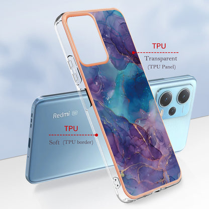 For Xiaomi Redmi Note 12 5G (China) / (India) / (Global) / Poco X5 5G YB IMD Series-16 Style E Phone Case 2.0mm Electroplating IMD Marble Pattern TPU Cover