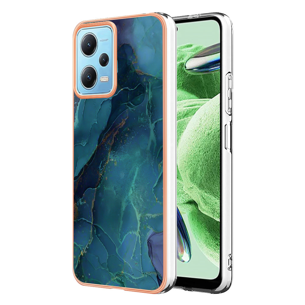 For Xiaomi Redmi Note 12 5G (China) / (India) / (Global) / Poco X5 5G YB IMD Series-16 Style E Phone Case 2.0mm Electroplating IMD Marble Pattern TPU Cover