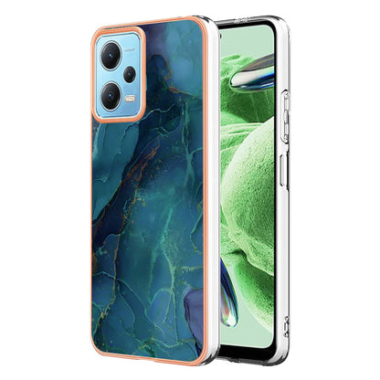 For Xiaomi Redmi Note 12 5G (China) / (India) / (Global) / Poco X5 5G YB IMD Series-16 Style E Phone Case 2.0mm Electroplating IMD Marble Pattern TPU Cover
