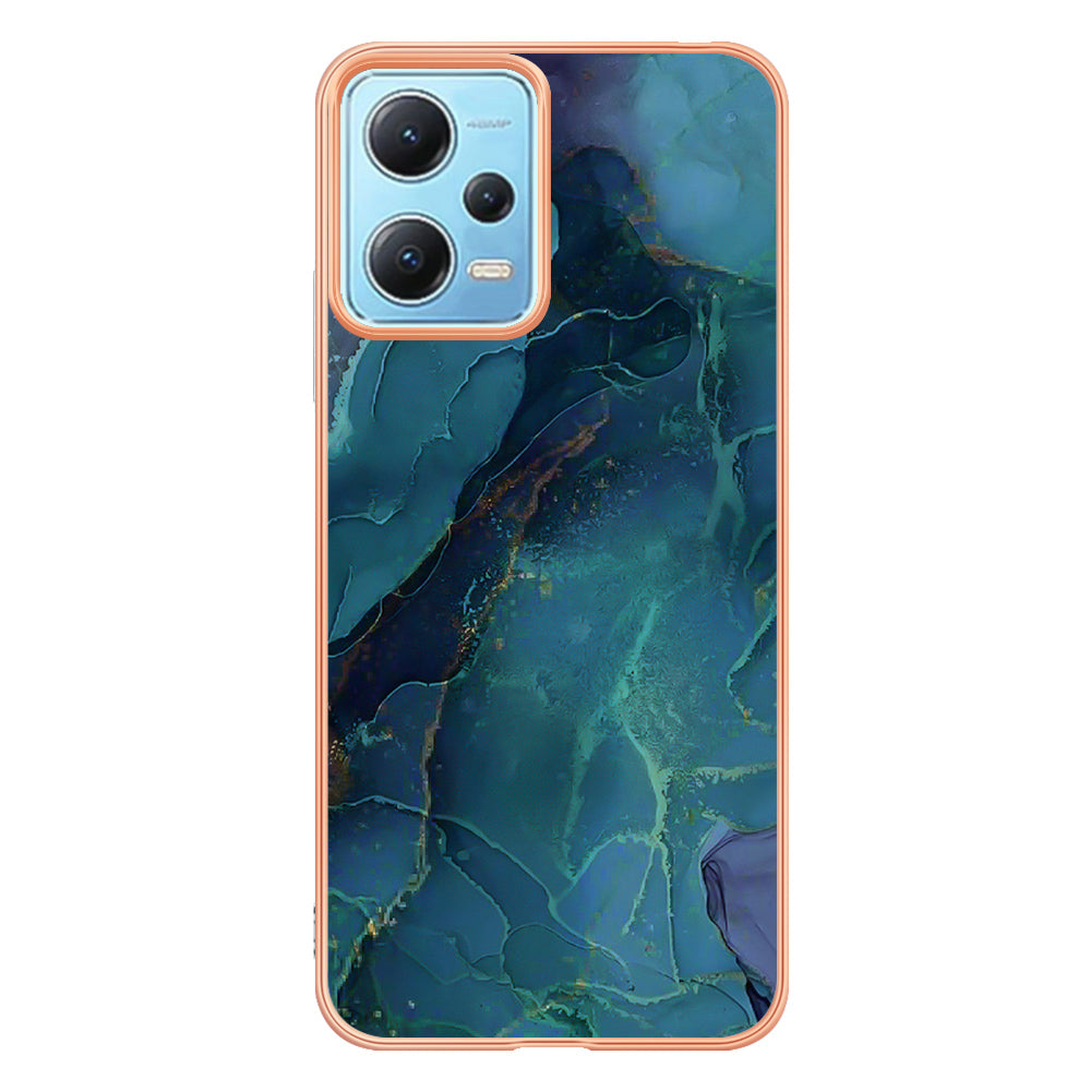 For Xiaomi Redmi Note 12 5G (China) / (India) / (Global) / Poco X5 5G YB IMD Series-16 Style E Phone Case 2.0mm Electroplating IMD Marble Pattern TPU Cover