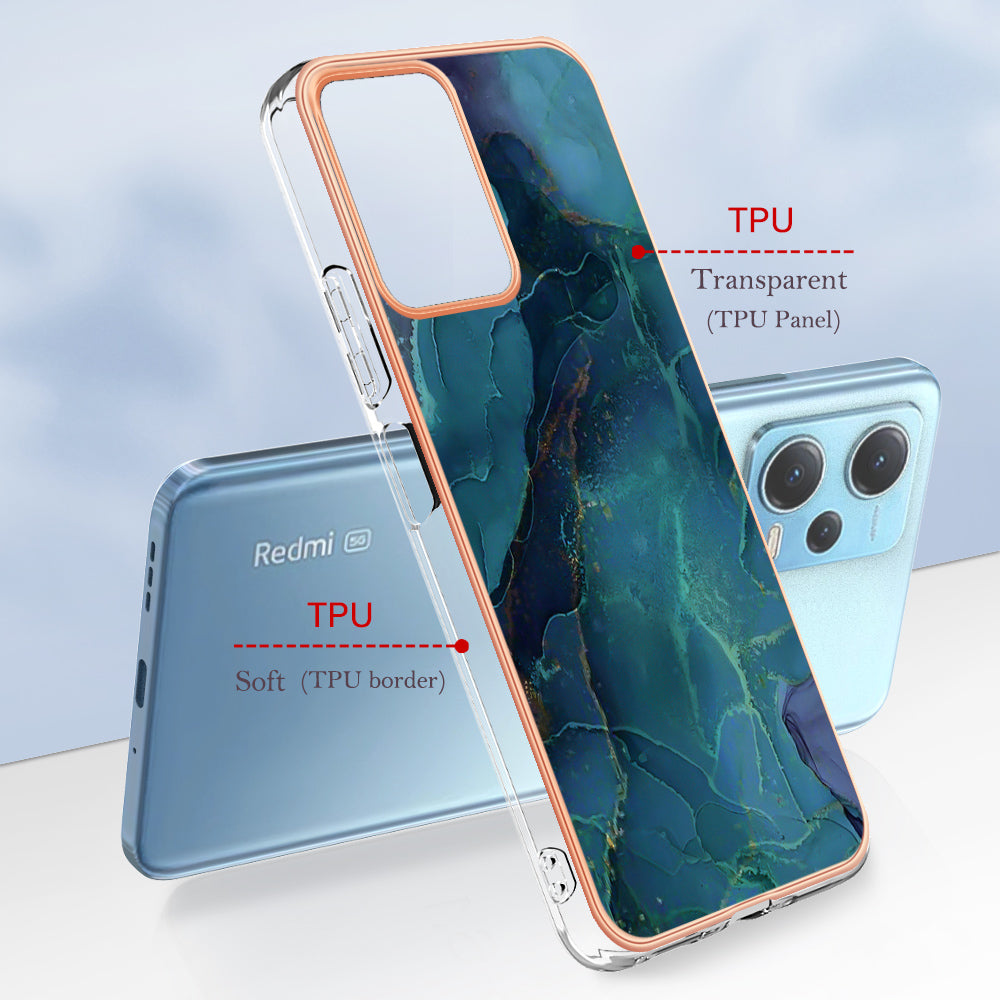For Xiaomi Redmi Note 12 5G (China) / (India) / (Global) / Poco X5 5G YB IMD Series-16 Style E Phone Case 2.0mm Electroplating IMD Marble Pattern TPU Cover