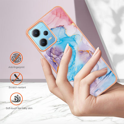 YB IMD Series-1 for Xiaomi Redmi Note 12 5G (China) / (India) / (Global) / Poco X5 5G Electroplating Phone Case Marble Floral Pattern TPU IMD Cover