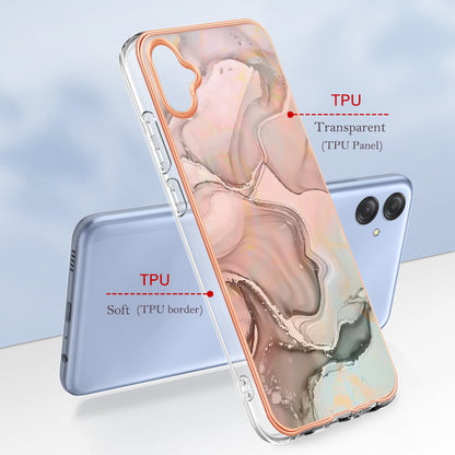 For Samsung Galaxy A04e 4G / F04 4G / M04 4G YB IMD Series-16 Style E Marble Pattern TPU IMD Phone Case 2.0mm Electroplating Cover
