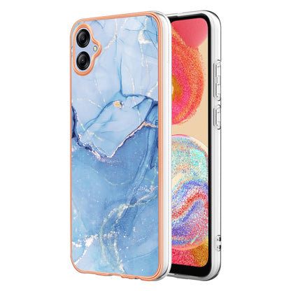 For Samsung Galaxy A04e 4G / F04 4G / M04 4G YB IMD Series-16 Style E Marble Pattern TPU IMD Phone Case 2.0mm Electroplating Cover