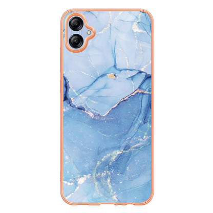For Samsung Galaxy A04e 4G / F04 4G / M04 4G YB IMD Series-16 Style E Marble Pattern TPU IMD Phone Case 2.0mm Electroplating Cover