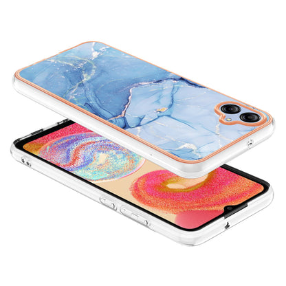 For Samsung Galaxy A04e 4G / F04 4G / M04 4G YB IMD Series-16 Style E Marble Pattern TPU IMD Phone Case 2.0mm Electroplating Cover