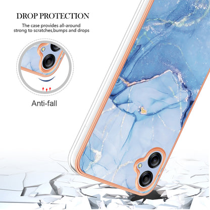 For Samsung Galaxy A04e 4G / F04 4G / M04 4G YB IMD Series-16 Style E Marble Pattern TPU IMD Phone Case 2.0mm Electroplating Cover