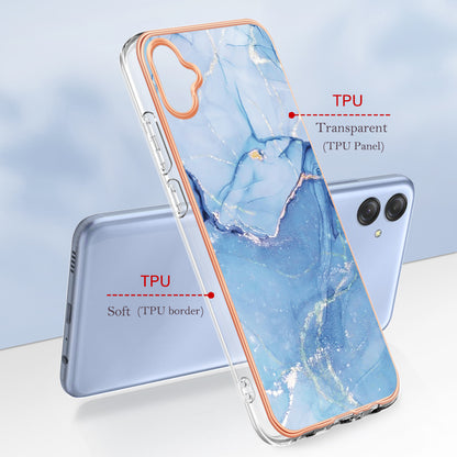 For Samsung Galaxy A04e 4G / F04 4G / M04 4G YB IMD Series-16 Style E Marble Pattern TPU IMD Phone Case 2.0mm Electroplating Cover